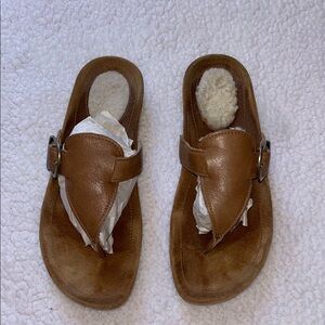 UGG Brown Leather Sandals with Buckle Detail